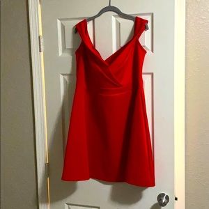 Red off the Shoulder Boohoo Dress